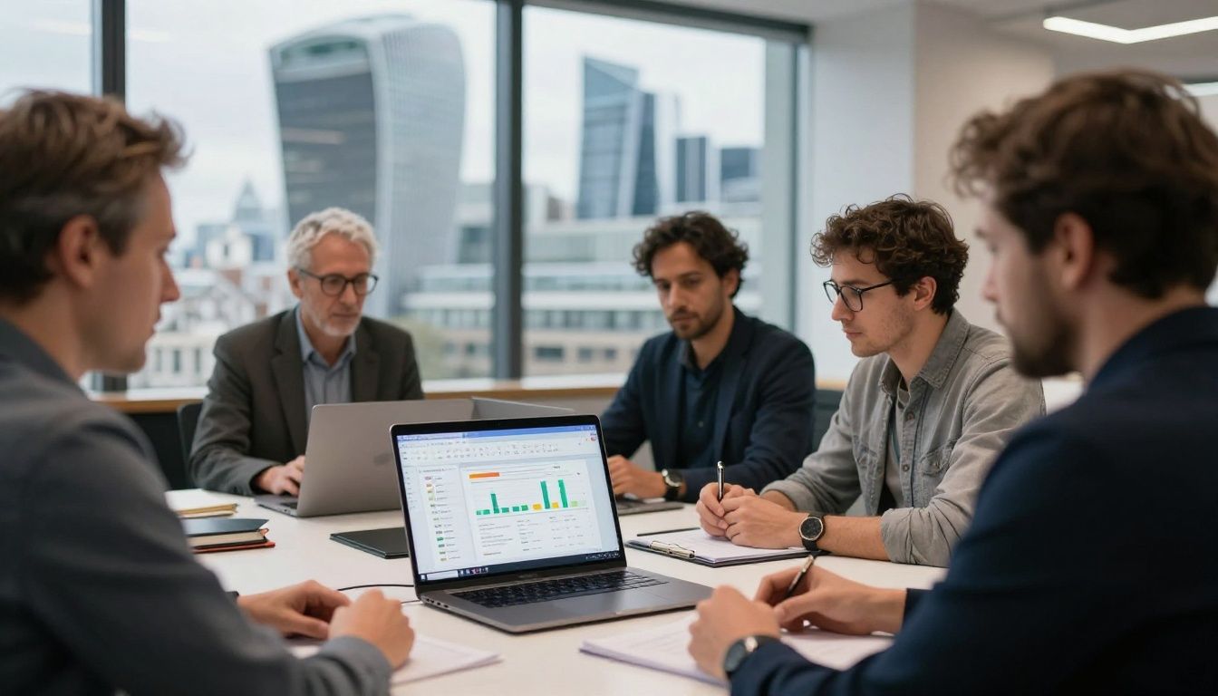 Team collaborating on Google Ads strategy in a London office.